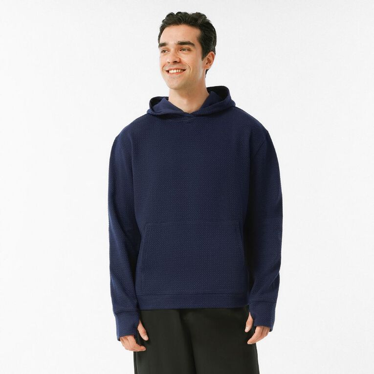 Active Intent Men's Textured Hoodie, Blue Dark, hi-res