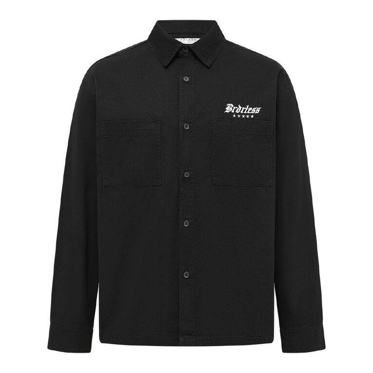 Garage Men's Printed Long Sleeve Shirt, Black, hi-res