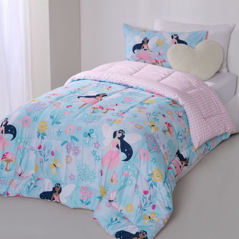 Living & Co Kids 2 Piece Comforter Fairy Multi-Coloured King Single, , hi-res
