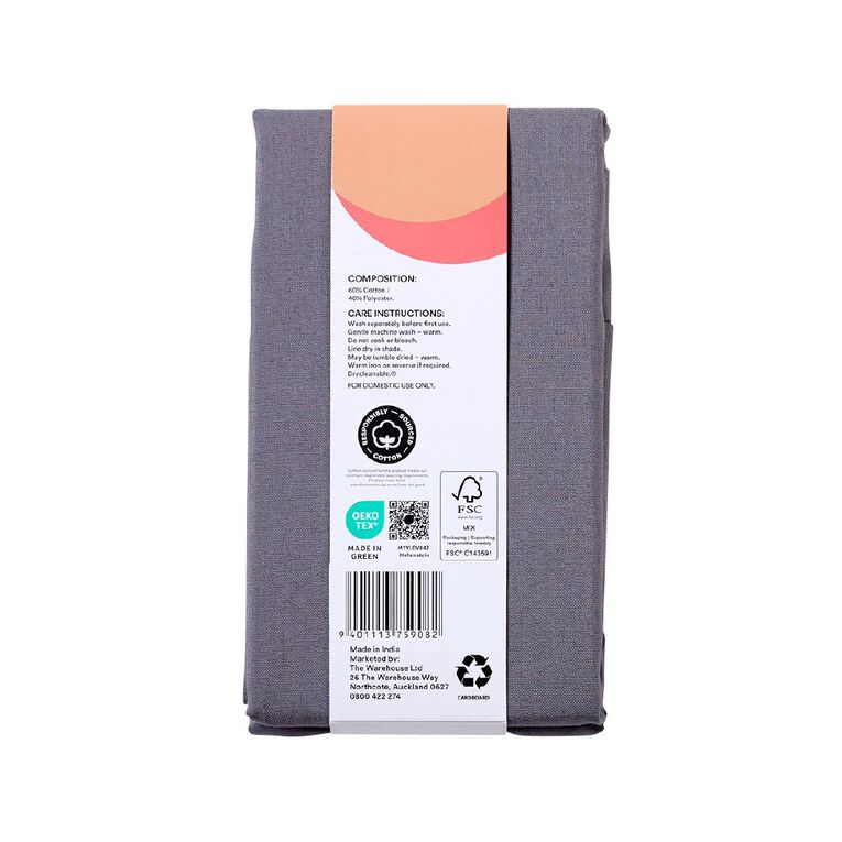Living & Co Pillowcase 250TC 2 Piece Grey One Size, , hi-res