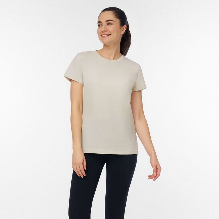 H&H Women's Short Sleeve Crew Neck Cotton Tee, Brown Light, hi-res