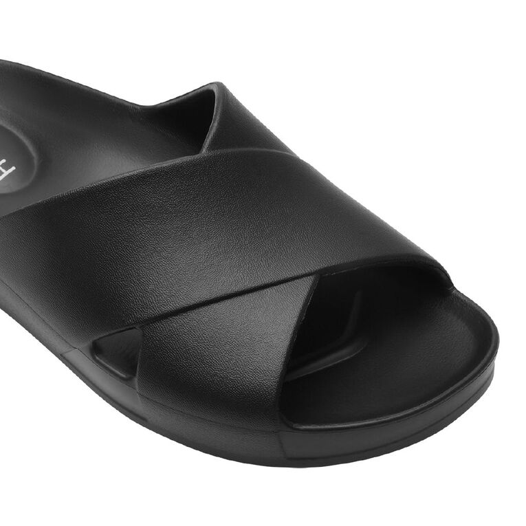 H&H Women's Crossover Slides, Black, hi-res