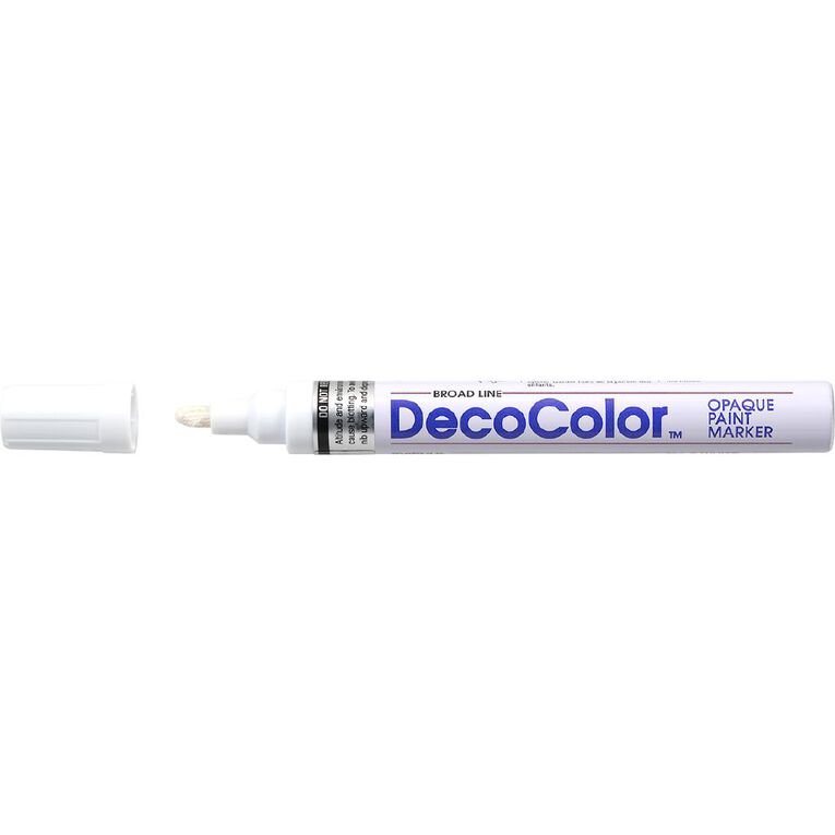MARVY #300 Decocolor Oil Based Broad Tip Paint Marker White, , hi-res