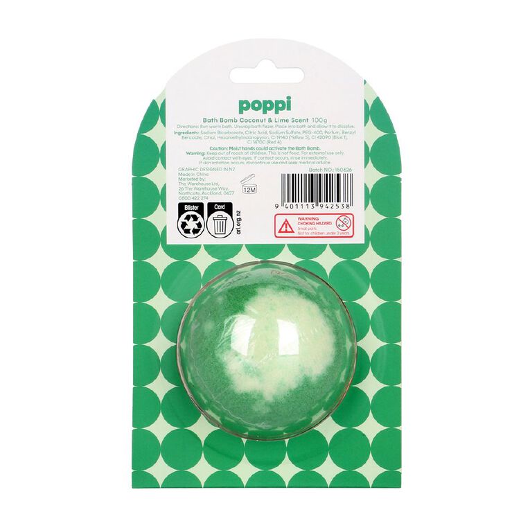 Poppi Bath Bomb Coconut And Lime 100g 100g, , hi-res