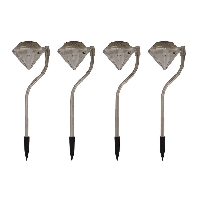 Kiwi Garden Garden Diamond Stake Solar Light Colour Changing 4 Pack, , hi-res