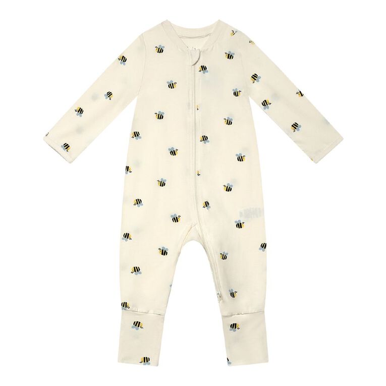 Young Original Babies' Zip-Thru Footless All-in-One, Cream, hi-res