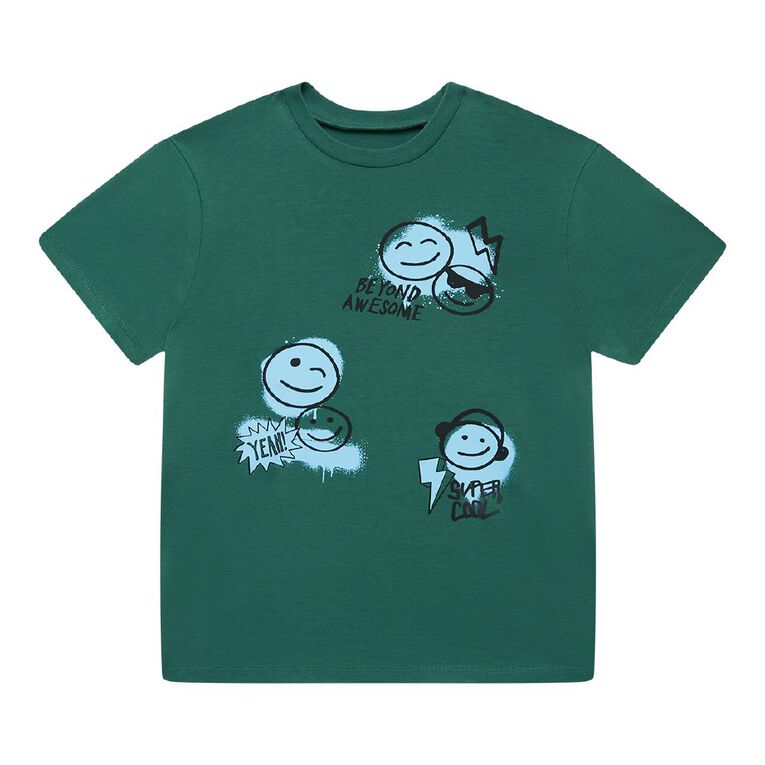 Young Original Short Sleeve Print Tee, Green Mid, hi-res