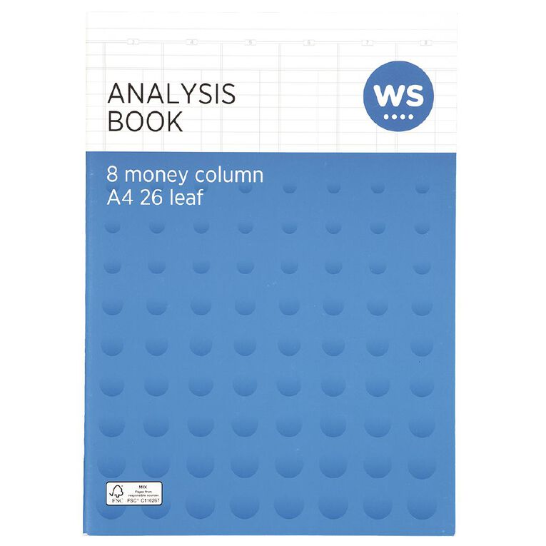 WS 8 Column Analysis Book Blue Mid A4, , hi-res