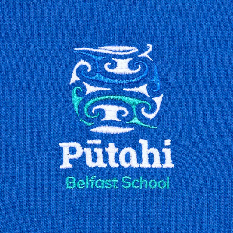 Schooltex Belfast School Short Sleeve Polo with Embroidery, Royal/White, hi-res