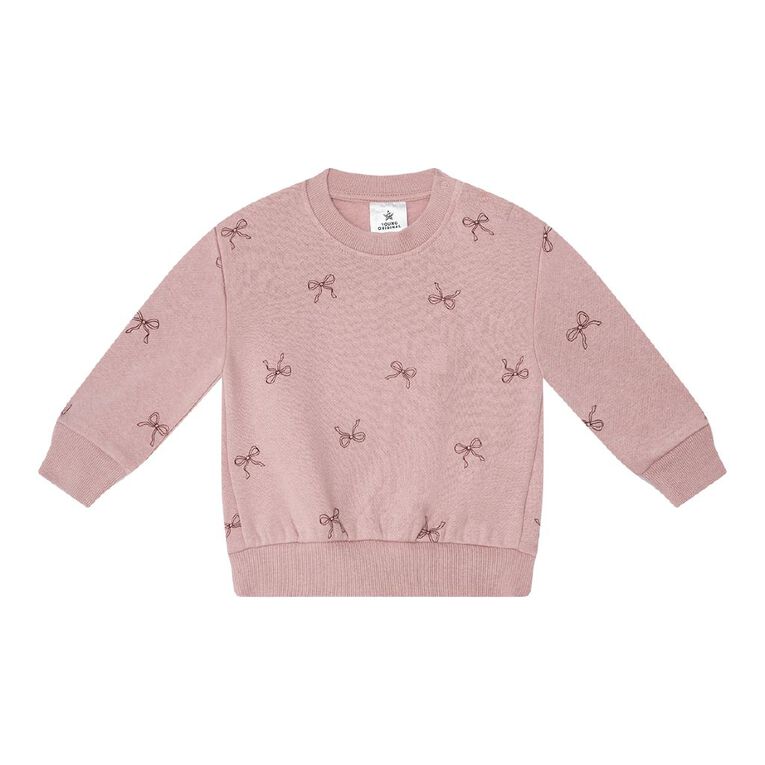 Young Original Babies' Printed Crew Sweatshirt, Pink Mid, hi-res