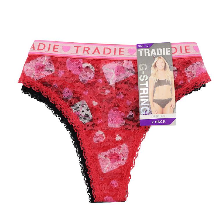 Tradie Women's G-String 2 Pack, Pink, hi-res