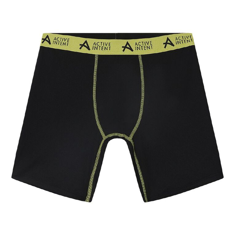 Active Intent Men's Performance Full Mesh Mid Length Trunks, Black, hi-res