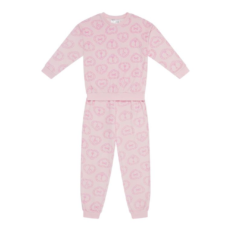 H&H Girls' Soft Mink Pyjama Set, Pink Light, hi-res