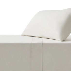 Living & Co 100% Washed Cotton Fitted Sheet Natural Super King