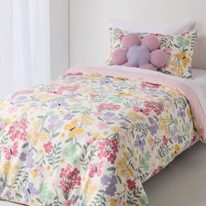 Living & Co Microfibre Duvet Cover Set Bows Multi-Coloured Single