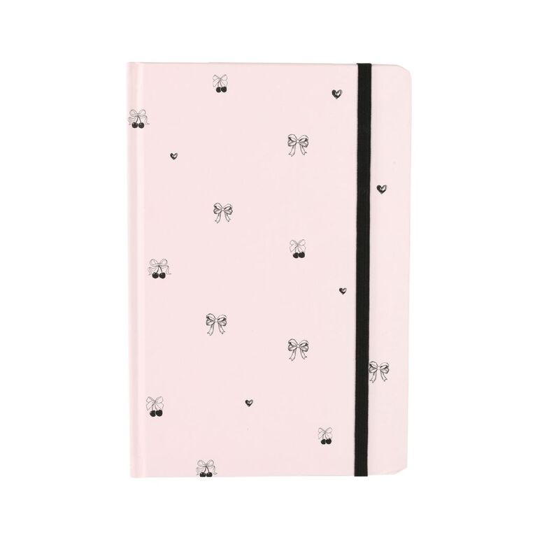 Uniti Stationery Urban Noir Bow & Cherry Hard Cover Notebook, , hi-res