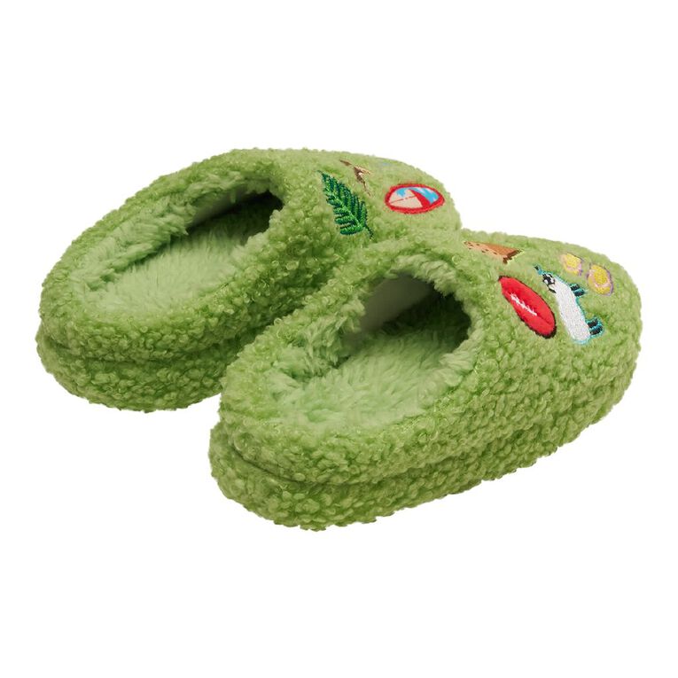 Young Original Junior Kids' Kiwiana Scuff Slippers, Green, hi-res