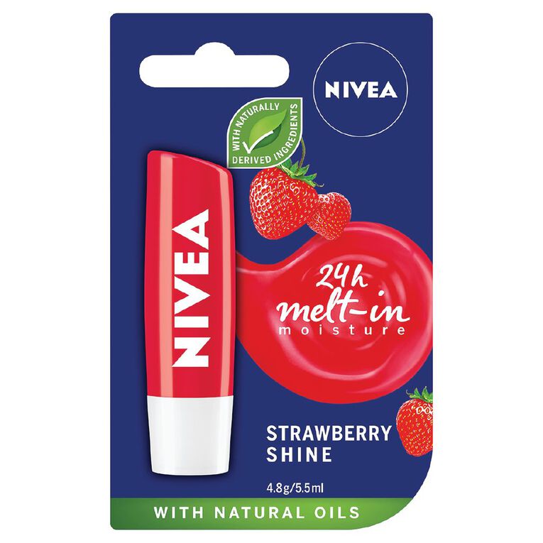 Nivea Strawberry Lip Balm 4.8g, , hi-res