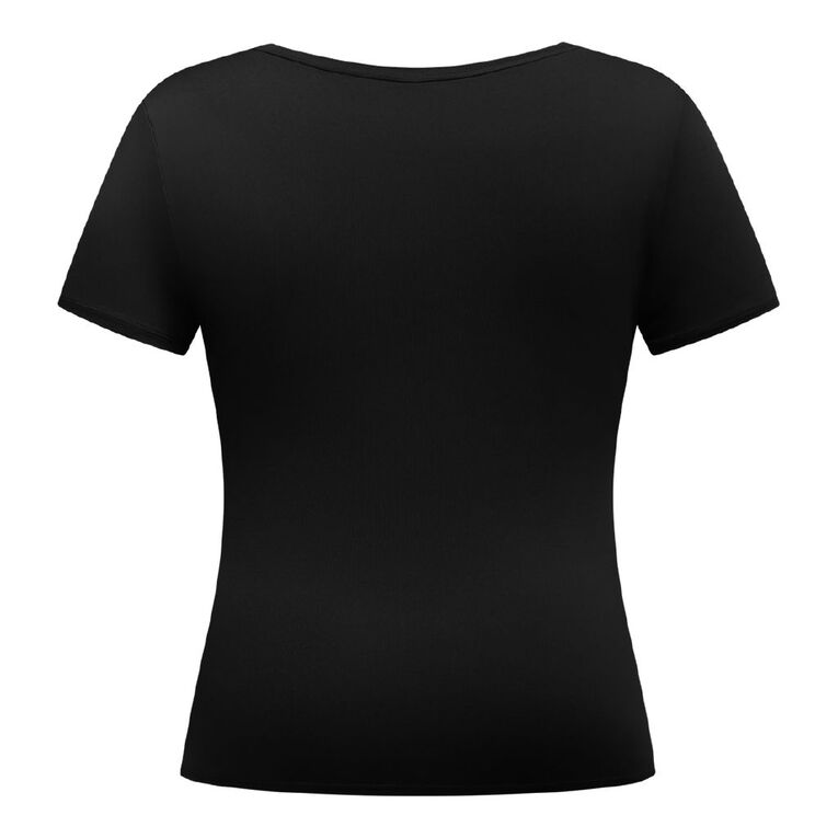 H&H Women's Longline Contour Crew Top, Black, hi-res