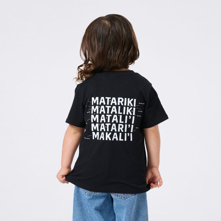 MLC Kids' Matariki Glow In The Dark Tee, Black, hi-res