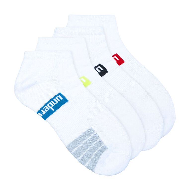 Underworks Men's Low Cut Sport Socks 4 Pack, White, hi-res