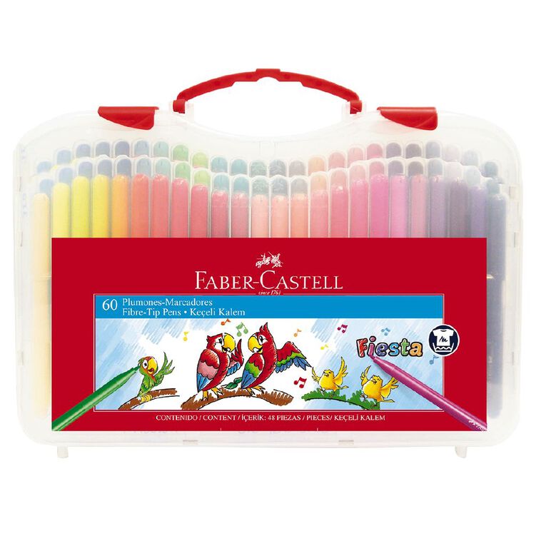 Faber-Castell Fiesta Fibre-tip Pens Plastic Case of 60, , hi-res