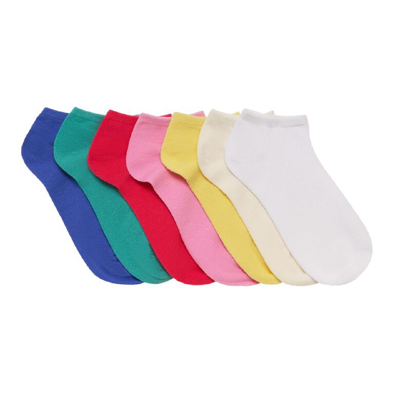 H&H Girls' Liner Socks 7 Pack, Green Mid, hi-res