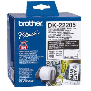 Brother Label Roll DK-22205 62mm x 30.48m Black on White