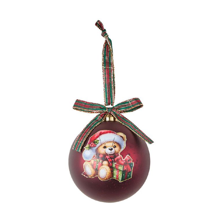 Wonderland Joyful Tidings Teddy Bauble 8cm Tree Decoration Assorted, , hi-res