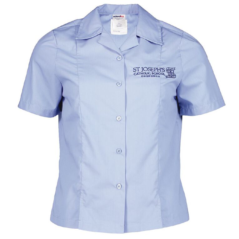 Schooltex St Joseph's Onehunga Short Sleeve Blouse with Embroidery, Oxford Blue, hi-res