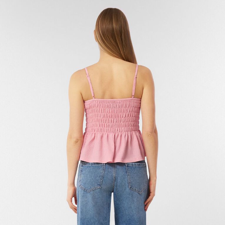 H&H Women's Shirred Peplum Cami, Pink Light, hi-res