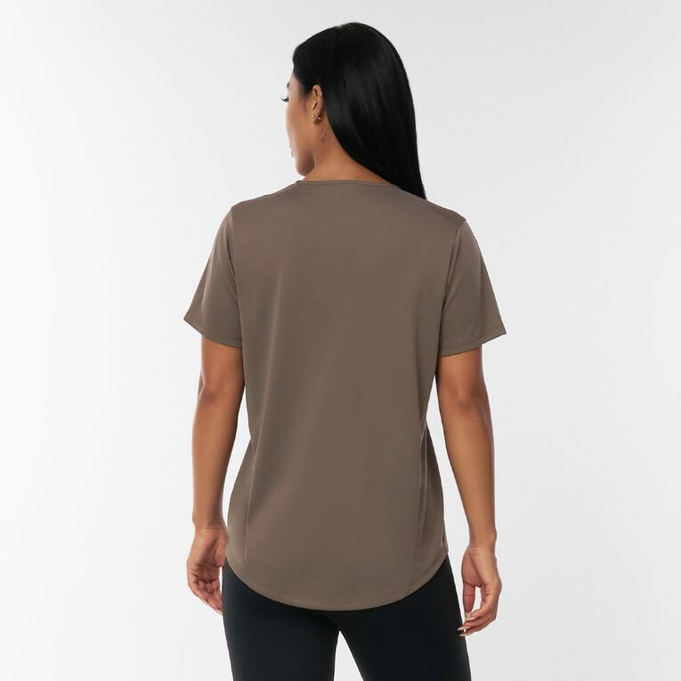 Active Intent Women's Side Angled T-Shirt, Brown Mid, hi-res