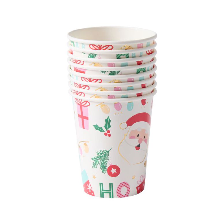 Wonderland Fun Festive Hohoho Paper Cups 250ml 8 Pack, , hi-res