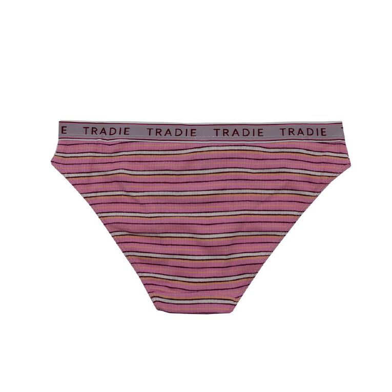 Tradie Women's Rib Bikini Briefs 3 Pack, Pink Dark, hi-res