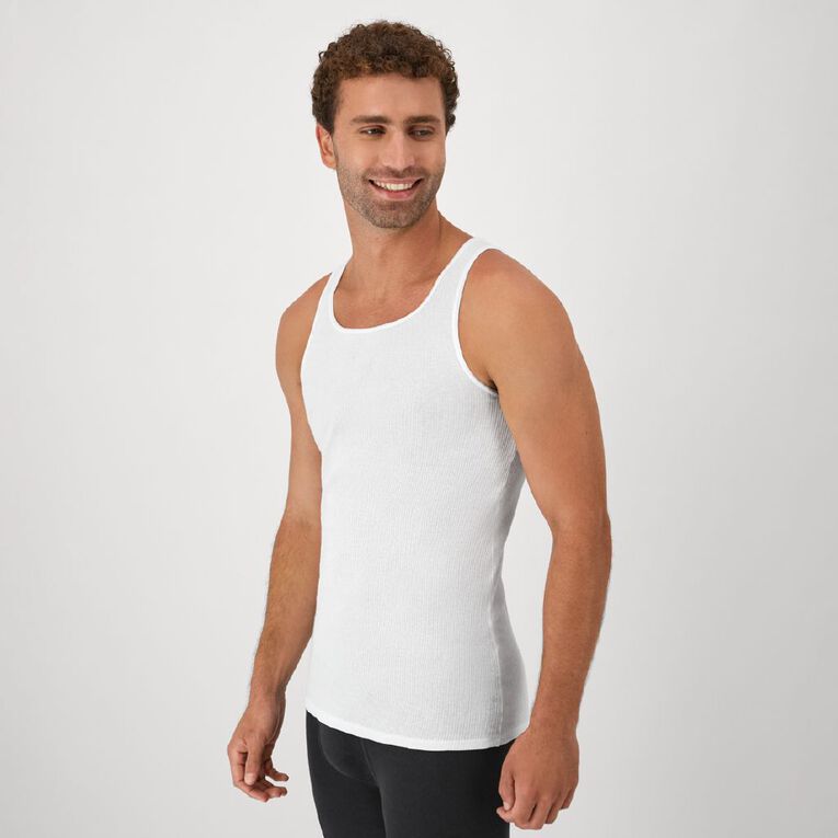 Hanes Men's Singlet 3 Pack, White, hi-res
