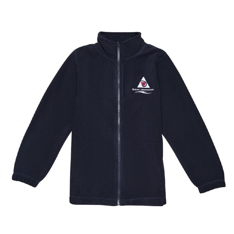 Schooltex Mokoia Intermediate New Polar Fleece Jacket with Embroidery, Navy, hi-res
