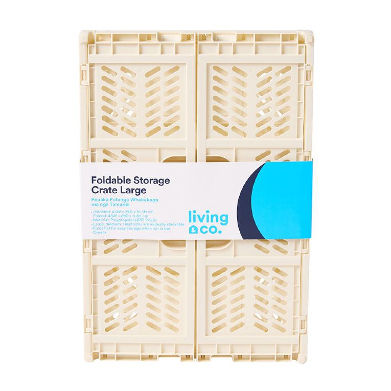 Living & Co Large Foldable Storage Crate Cream, , hi-res