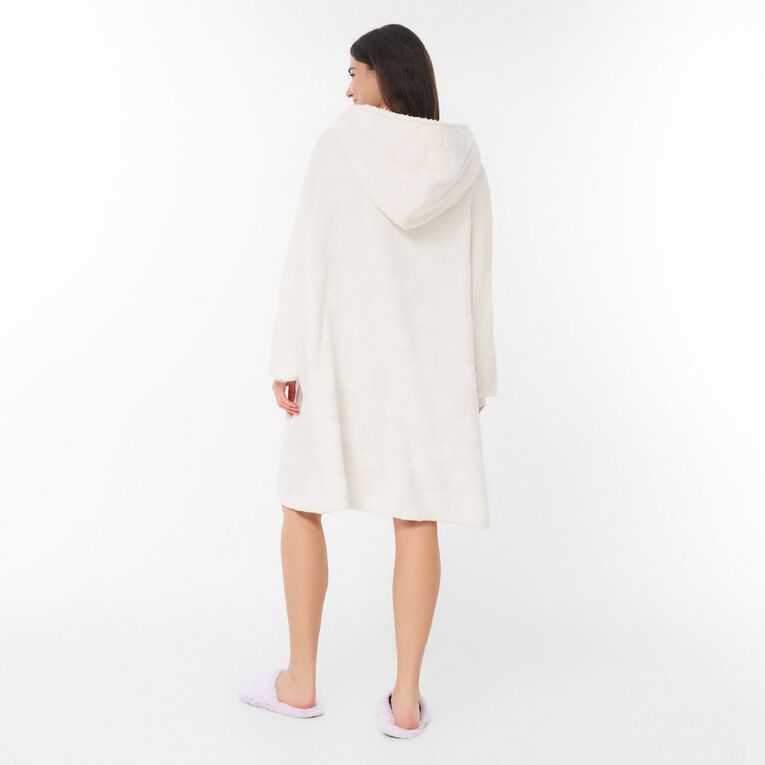 H&H Women's Coral Fleece Oversized Hoodie, White, hi-res