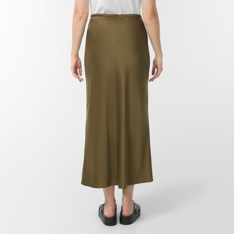 H&H Women's Satin Bias Skirt, Green Dark, hi-res