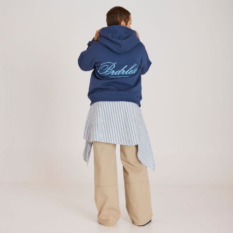 BRDRLESS Long Sleeve Graphic Hood, Blue Dark, hi-res
