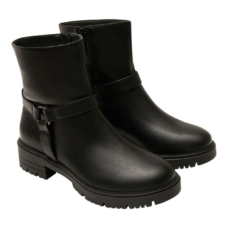 H&H Women's Hadley Moto Ankle Boots, Black, hi-res