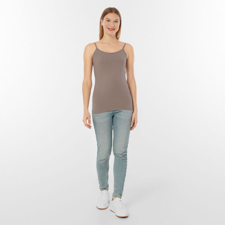 H&H Women's Stretch Fit Shelf Bra Singlet, Brown Light, hi-res