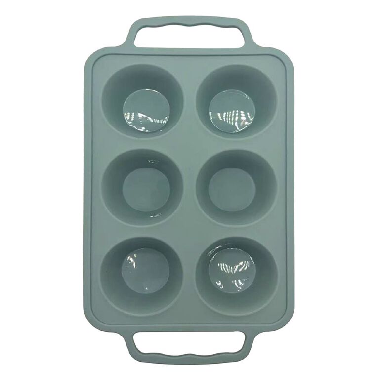 Living & Co Silicone Muffin Pan 6 Cup Sage, , hi-res