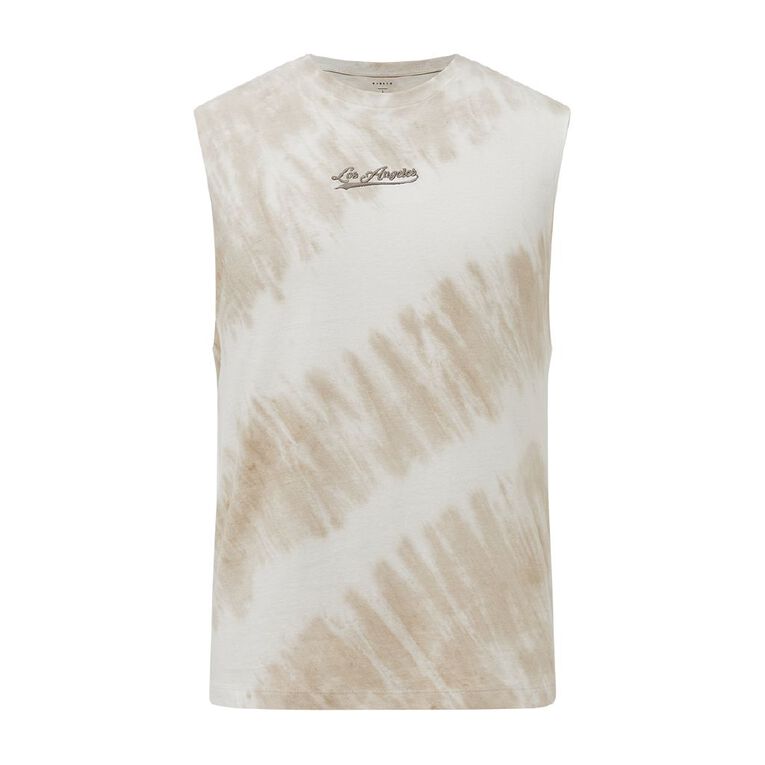 Garage Men's Acid Wash Muscle Singlet, Brown Light, hi-res