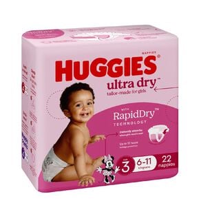 Huggies Girls' Convenience Nappy Crawler Size 3 6-11kg 22 Pack