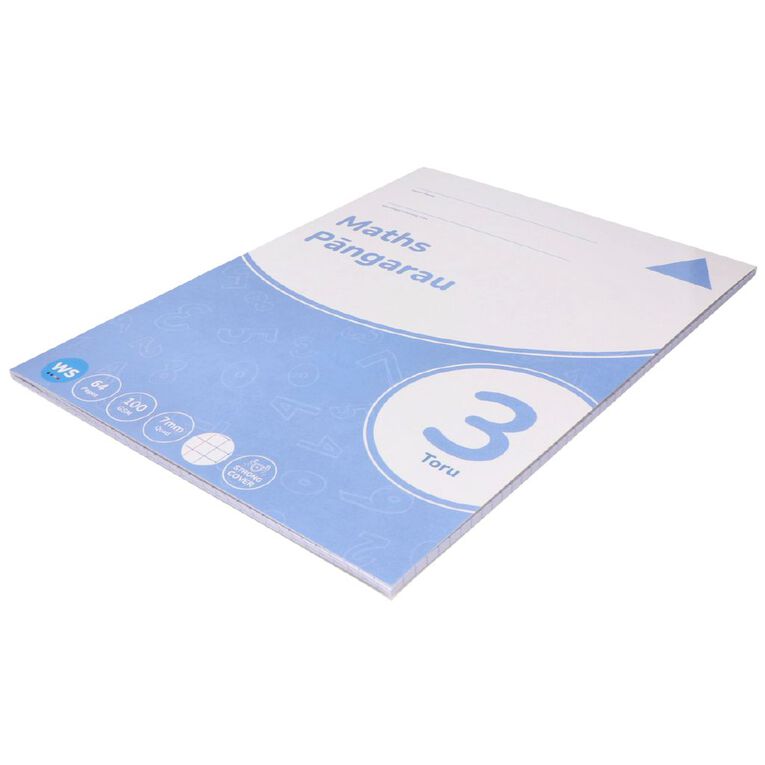 WS Maths 3 Toru 7mm Quad 32 Leaf with Margins Blue, , hi-res