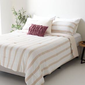 Living & Co Stripe 3 Piece Comforter Set Queen
