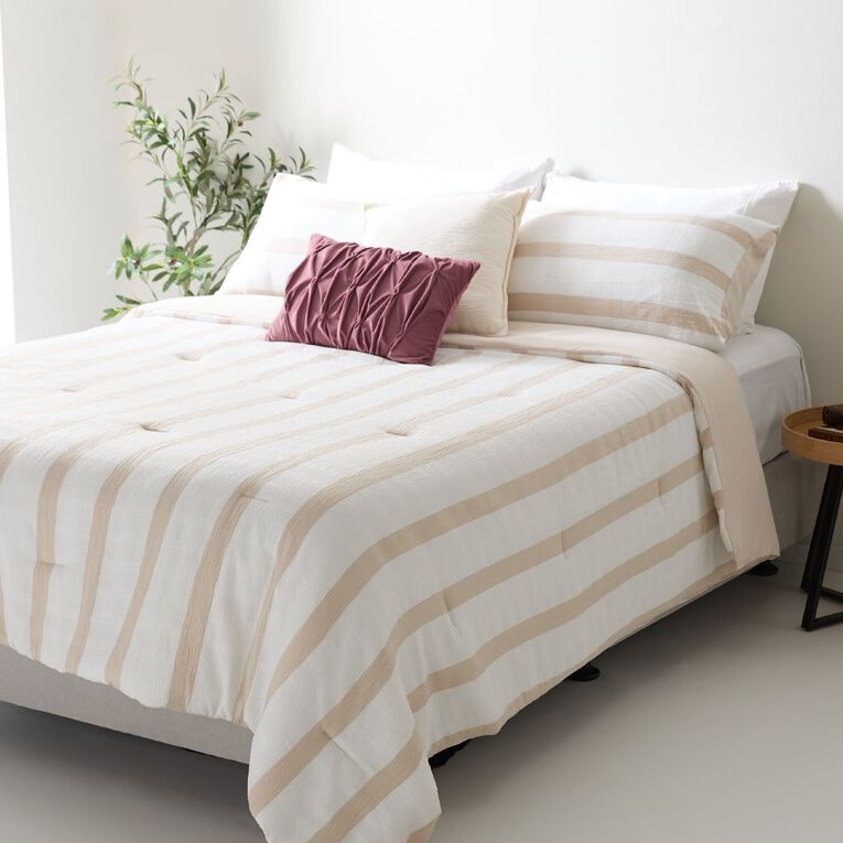 Living & Co Stripe 3 Piece Comforter Set Queen, , hi-res