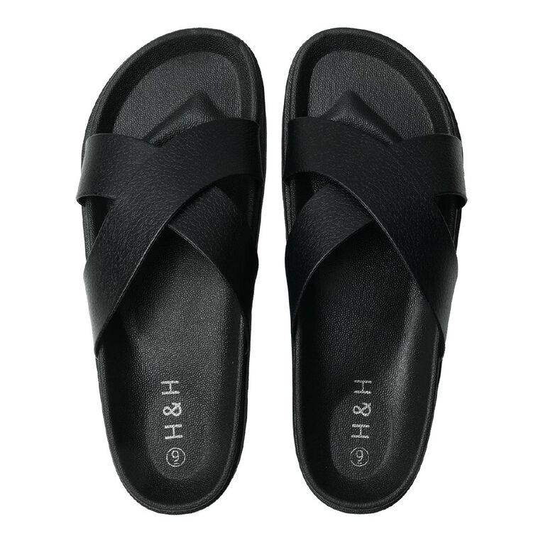 H&H Women's Crossover Emily Slides, Black, hi-res