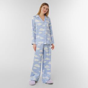 H&H Women's Satin Button Up Pyjama Set